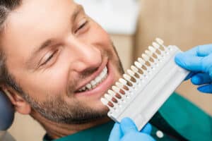 man getting porcelain veneers