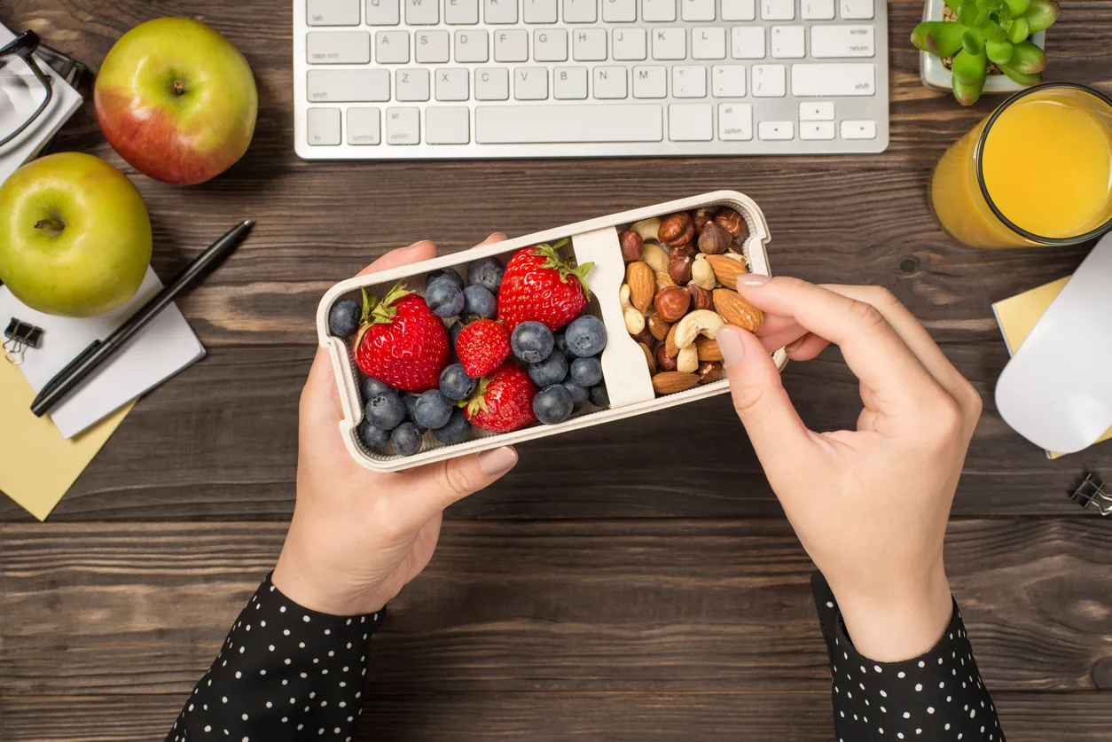 Woman eating a healthy snack